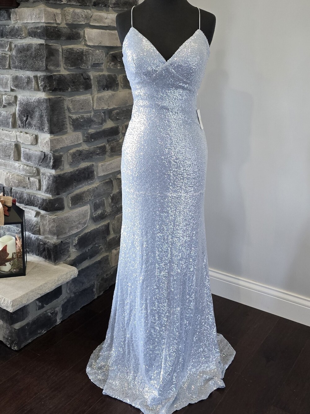 Windsor Silver Sequin Prom Gown
